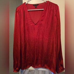 Banana Republic Deep Red V-Neck Blouse